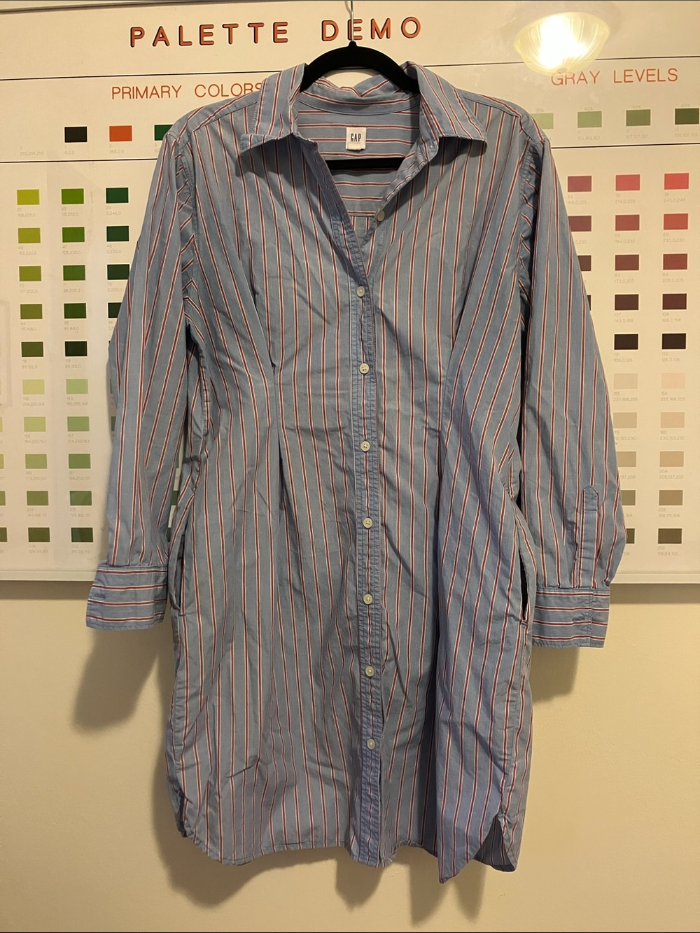 Gap Blue and slight Red Striped Shirtdress Sz M